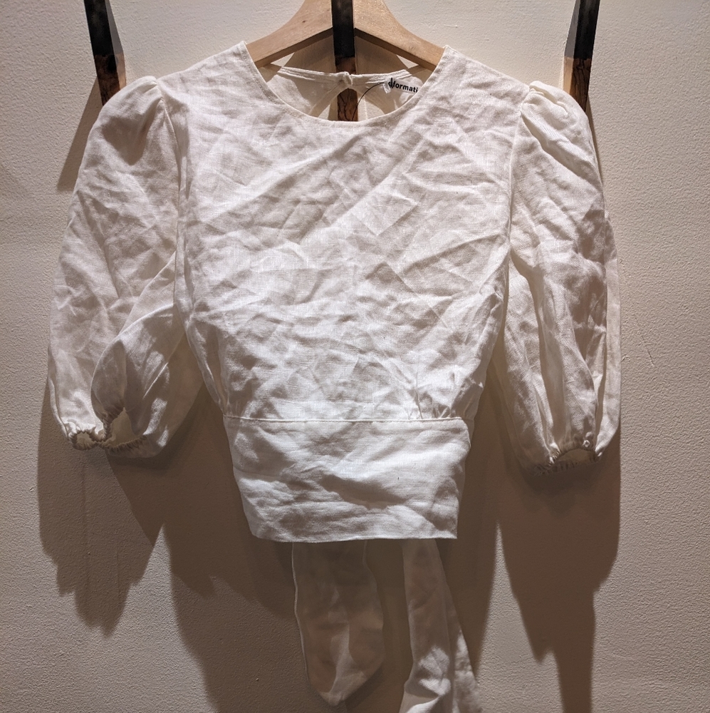 Reformation linen open back top